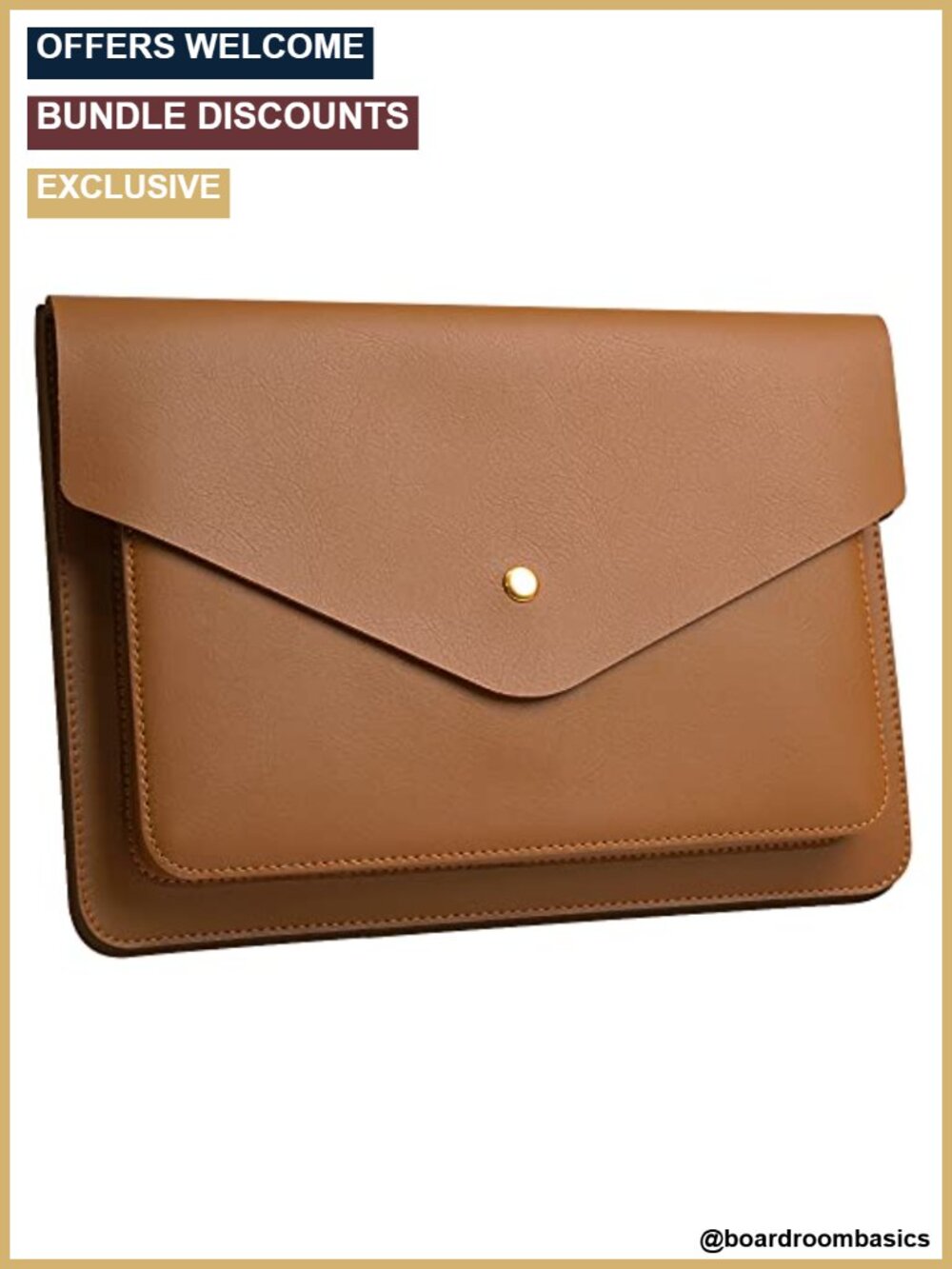 Genuine Leather Laptop Sleeve 13 Inch with Charger Pouch Magnetic Closure